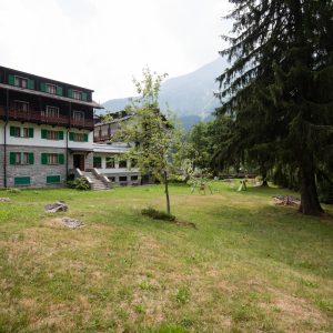 casa con giardino e alberi